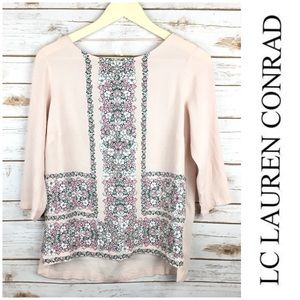 LC Lauren Conrad Pale Pink Floral Blouse